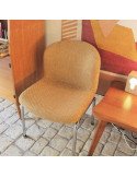 brocante vintage seventies Chaise fauteuil pieds inox tissus moutarde moutarde