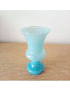Petit vase en verre bleu brocante vintage