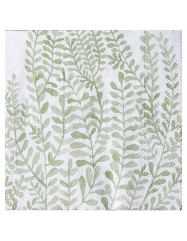 RÄDER DESIGN Serviettes en papier jetables 33X33 cm blanc et vert décors feuillage stylisé